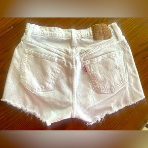 Levis 501 white denim shorts.